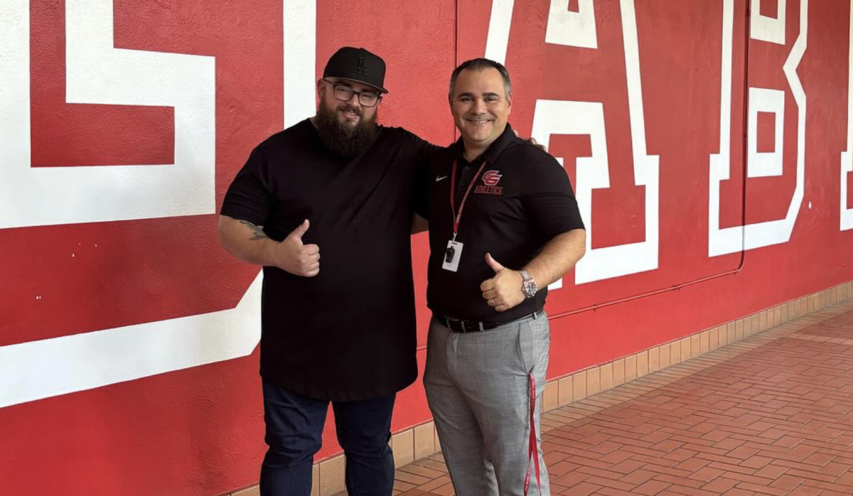 Returning to his alma mater, alumni Jeff Bud was able to reminisce on his time at Gables. Along with Principal Balboa, Bud took a tour around campus and visited his teachers.